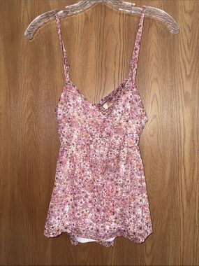 Japna Pink Floral Spaghetti-Strap Crop Top